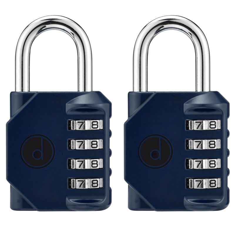 desired tools 4 Digit Combination Locks 2 Pack - Weatherproof Padlock with Code - Combination Lock for Locker, Gym, Outdoor Gate, Storage Shed, Fence Gate & Bike Lock - Keyless, Easy to Set, Reset - New Blue - Image 1